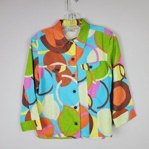 Vintage Transitions Colorful Linen Button Jacket S